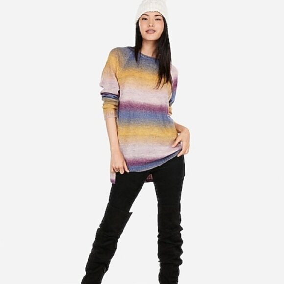 NWT Women's EXPRESS Ombre Space Dye Oversized Tunic Sweater | Size S - Picture 2 of 9